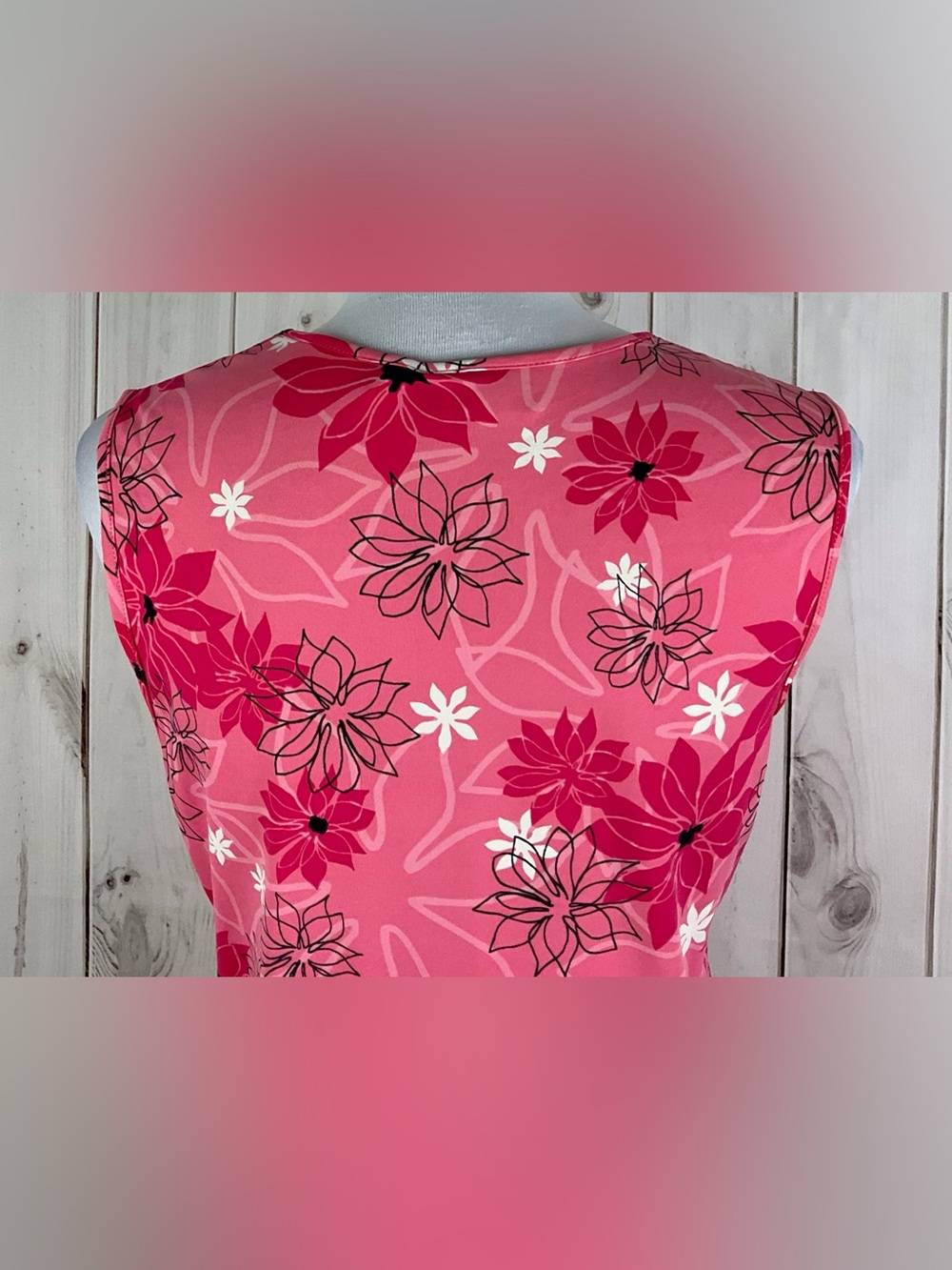 Croft & Barrow Stretch Women Pink Floral VNeck Sleeveless Jersey Knit Top Size S - Picture 6 of 9